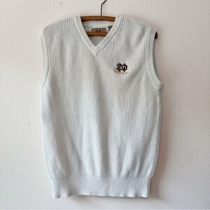 Vintage 90s Norte Dame university sweater vest‎ cream white v-neck size XL